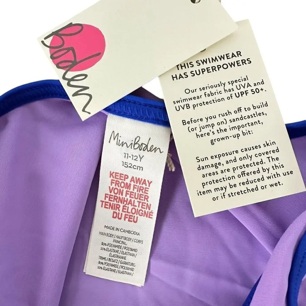 Boden Girls Rainbow Heart One-Piece Swimsuit size 11-12 NEW